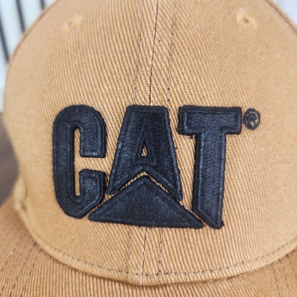 CAT Caterpillar Hat Cap Snapback Brown Canvas Work Mens Equipment Jobsite Brand - Picture 3 of 11
